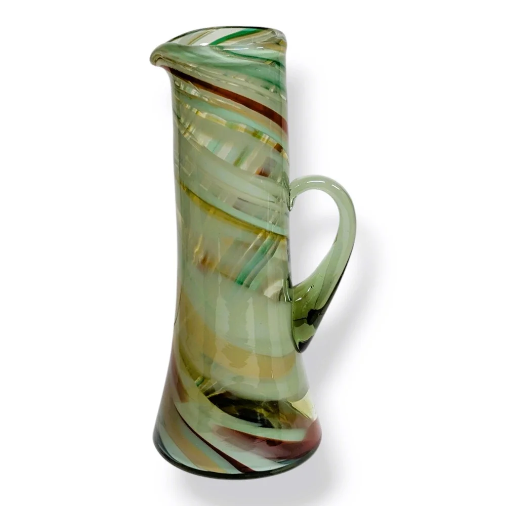 Vtg Studio Art Glass Pitcher 12